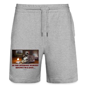 Im Internet weiß niemand, dass ich ein Malamute bin ... - Stanley/Stella Unisex Bio Joggingshorts Trainer  - Grau meliert - Vorne - Nik (191cm) & Marisol (170cm)