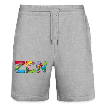 Zen et yoga - Short de jogging bio TRAINER Stanley/Stella unisexe - gris chiné - Devant - Nik (191cm) & Marisol (170cm)