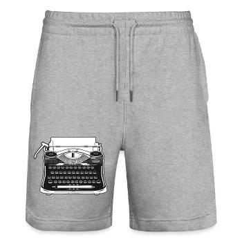 machine à écrire antique nostalgique dans un style rétro - Short de jogging bio TRAINER Stanley/Stella unisexe - gris chiné - Devant - Nik (191cm) & Marisol (170cm)
