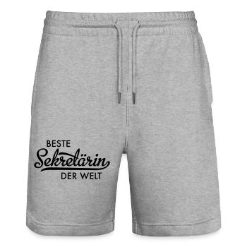 beste sekretärin der welt - Stanley/Stella Unisex Bio Joggingshorts Trainer  - Grau meliert - Vorne - Nik (191cm) & Marisol (170cm)