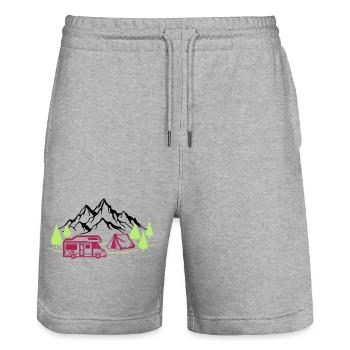 Holidays in the mountains - Stanley/Stella Trainer Unisex Organic Jogging Shorts - heather grey - Front - Nik (191cm) & Marisol (170cm)