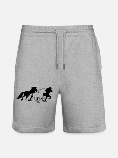 3 ädla islandshästar i tölt - Ekologiska joggingshorts Trainer unisex från Stanley/Stella - gråmelerad