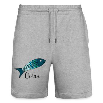 OCEAN. SEA. ECOLOGY. SARDINE. FISH. - Stanley/Stella Trainer Unisex Organic Jogging Shorts - heather grey - Front - Nik (191cm) & Marisol (170cm)