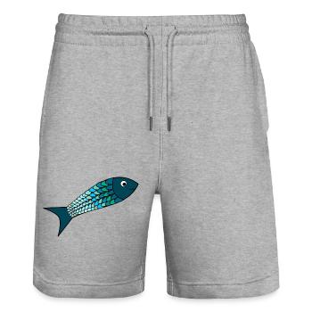 SARDINE. POISSON. POISSON D'AVRIL. MER. OCÉAN - Short de jogging bio TRAINER Stanley/Stella unisexe - gris chiné - Devant - Nik (191cm) & Marisol (170cm)