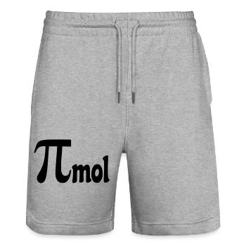 Pi mole pour les mathématiciens, les nerds chimie nombre # - Short de jogging bio TRAINER Stanley/Stella unisexe - gris chiné - Devant - Nik (191cm) & Marisol (170cm)
