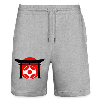 Kyokushin kanku sign in Torii - Stanley/Stella Trainer Unisex Organic Jogging Shorts - heather grey - Front - Nik (191cm) & Marisol (170cm)