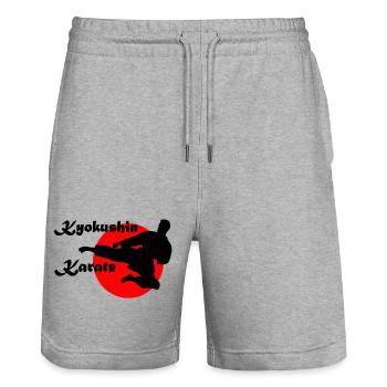 Kyokushin Karate Japanisch Sun Yogo Tobi Geri - Stanley/Stella Unisex Bio Joggingshorts Trainer  - Grau meliert - Vorne - Nik (191cm) & Marisol (170cm)