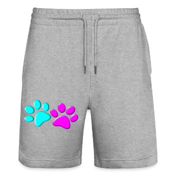 Hundepfoten Pärchen Hundebesitzer Hundehalterin - Stanley/Stella Unisex Bio Joggingshorts Trainer  - Grau meliert - Vorne - Nik (191cm) & Marisol (170cm)
