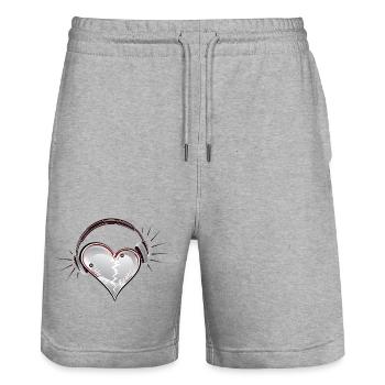 Heartbeat with headphones - Stanley/Stella Trainer Unisex Organic Jogging Shorts - heather grey - Front - Nik (191cm) & Marisol (170cm)