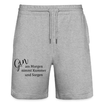 Gin am Morgen nimmt Kummer und Sorgen - Stanley/Stella Unisex Bio Joggingshorts Trainer  - Grau meliert - Vorne - Nik (191cm) & Marisol (170cm)
