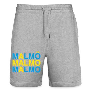 MALMÖ - Sweden - Schweden - Schwedische Flagge - Stanley/Stella Unisex Bio Joggingshorts Trainer  - Grau meliert - Vorne - Nik (191cm) & Marisol (170cm)