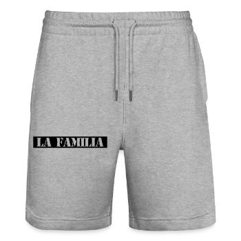 LA Familia Design Mafia Familie - Stanley/Stella Unisex Bio Joggingshorts Trainer  - Grau meliert - Vorne - Nik (191cm) & Marisol (170cm)