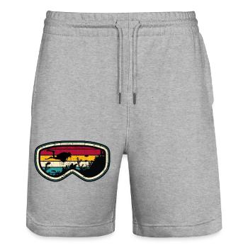 Retro Diver Sunset Silhouette - Stanley/Stella Trainer Unisex Organic Jogging Shorts - heather grey - Front - Nik (191cm) & Marisol (170cm)