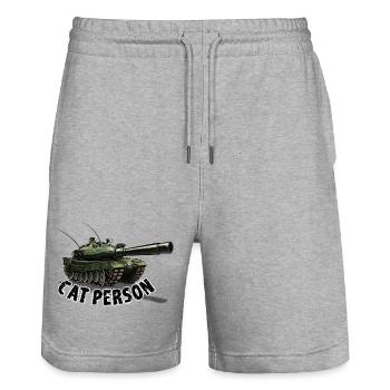 Cat person - Tank - Short de jogging bio TRAINER Stanley/Stella unisexe - gris chiné - Devant - Nik (191cm) & Marisol (170cm)