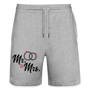 Ehepaar - Stanley/Stella Unisex Bio Joggingshorts Trainer  - Grau meliert - Vorne - Nik (191cm) & Marisol (170cm)