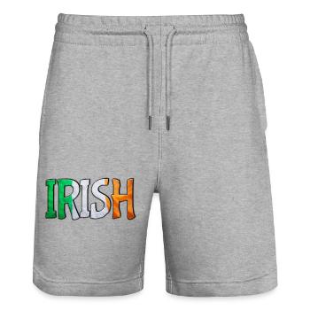 Irish Flag Letters Patchwork - Stanley/Stella Unisex Bio Joggingshorts Trainer  - Grau meliert - Vorne - Nik (191cm) & Marisol (170cm)