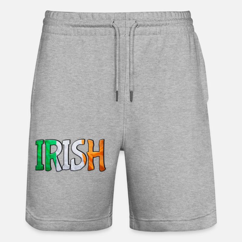 Irish Flag Letters Patchwork - Stanley/Stella Unisex Bio Joggingshorts Trainer  - Grau meliert
