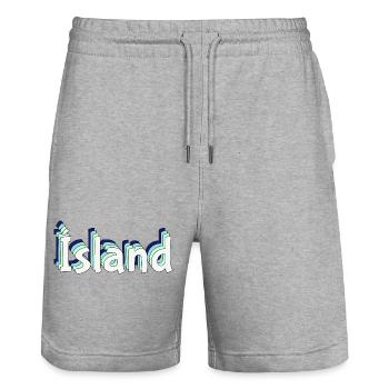 Iceland – 3D Tropical Lettering - Stanley/Stella Trainer Unisex Organic Jogging Shorts - heather grey - Front - Nik (191cm) & Marisol (170cm)
