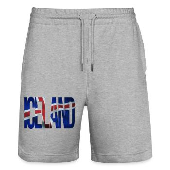 Design islandais avec motif de drapeau - Short de jogging bio TRAINER Stanley/Stella unisexe - gris chiné - Devant - Nik (191cm) & Marisol (170cm)