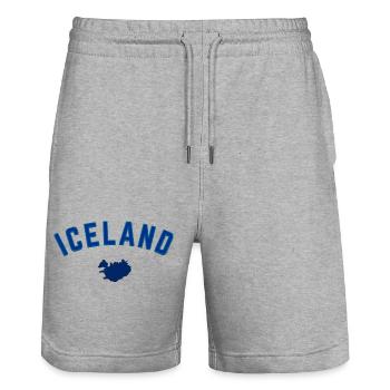 Iceland Blue Map Bow Design - Stanley/Stella Trainer Unisex Organic Jogging Shorts - heather grey - Front - Nik (191cm) & Marisol (170cm)