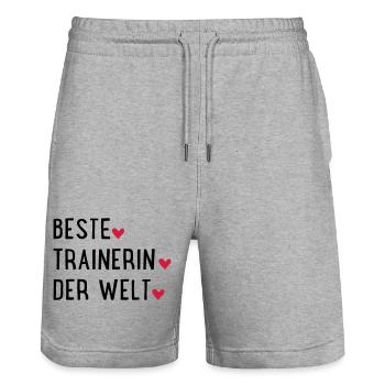 beste trainerin - Stanley/Stella Unisex Bio Joggingshorts Trainer  - Grau meliert - Vorne - Nik (191cm) & Marisol (170cm)