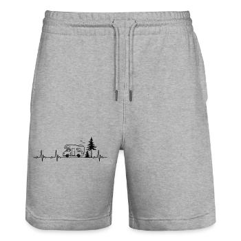 Camper Caravan Forest Camping Lover Heartbeat - Stanley/Stella Trainer Unisex Organic Jogging Shorts - heather grey - Front - Nik (191cm) & Marisol (170cm)