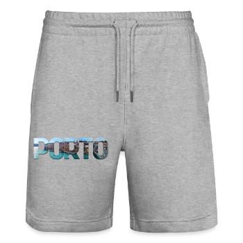 Découpe de Porto Skyline - Short de jogging bio TRAINER Stanley/Stella unisexe - gris chiné - Devant - Nik (191cm) & Marisol (170cm)