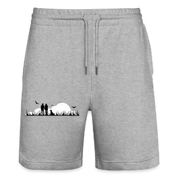 Couple Love Valentine's Day - Stanley/Stella Trainer Unisex Organic Jogging Shorts - heather grey - Front - Nik (191cm) & Marisol (170cm)