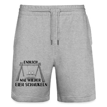 Endlich mal wieder Eier schaukeln - Stanley/Stella Unisex Bio Joggingshorts Trainer  - Grau meliert - Vorne - Nik (191cm) & Marisol (170cm)