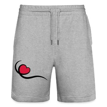 Herz - Stanley/Stella Unisex Bio Joggingshorts Trainer  - Grau meliert - Vorne - Nik (191cm) & Marisol (170cm)