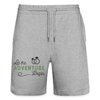 Hochzeit - Stanley/Stella Unisex Bio Joggingshorts Trainer  - Grau meliert - Vorne - Nik (191cm) & Marisol (170cm)