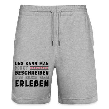 Freunde für immer - Stanley/Stella Unisex Bio Joggingshorts Trainer  - Grau meliert - Vorne - Nik (191cm) & Marisol (170cm)
