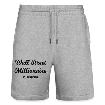 Stock market millionaire - Stanley/Stella Trainer Unisex Organic Jogging Shorts - heather grey - Front - Nik (191cm) & Marisol (170cm)