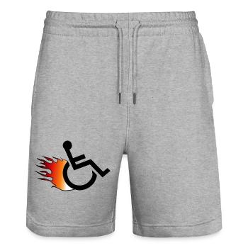 Flammender Rollstuhl. Rollstuhl mit Flammen # - Stanley/Stella Unisex Bio Joggingshorts Trainer  - Grau meliert - Vorne - Nik (191cm) & Marisol (170cm)