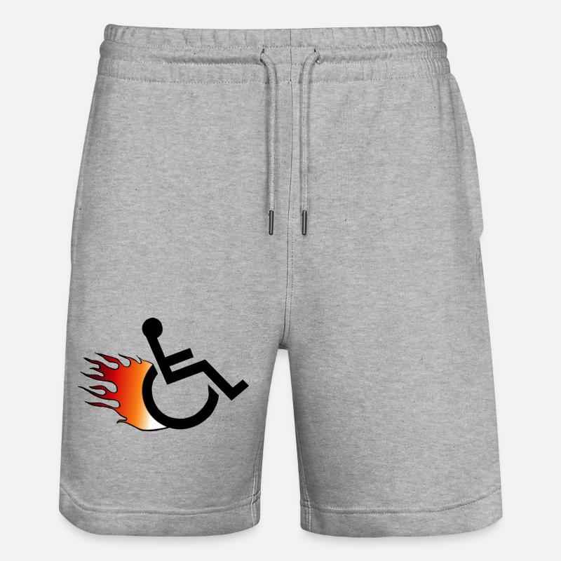 Flammender Rollstuhl. Rollstuhl mit Flammen # - Stanley/Stella Unisex Bio Joggingshorts Trainer  - Grau meliert