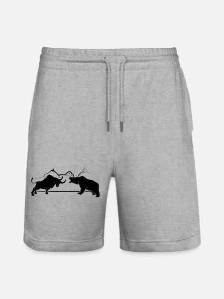 Bull vs Bear - Stanley/Stella Trainer Unisex Organic Jogging Shorts - heather grey