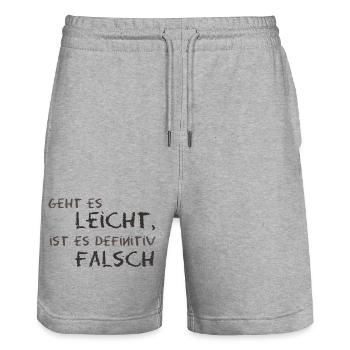 Wenn es leicht ist dann ist es falsch - Stanley/Stella Unisex Bio Joggingshorts Trainer  - Grau meliert - Vorne - Nik (191cm) & Marisol (170cm)