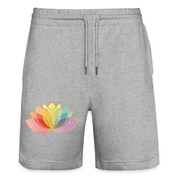 filigranes transparent fleurs colorées symbole - Short de jogging bio TRAINER Stanley/Stella unisexe - gris chiné - Devant - Nik (191cm) & Marisol (170cm)