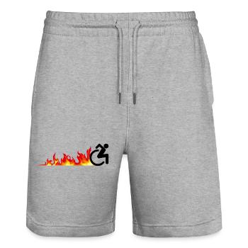 Schneller Rollstuhlfahrer. Schneller Rollstuhlfahrer * - Stanley/Stella Unisex Bio Joggingshorts Trainer  - Grau meliert - Vorne - Nik (191cm) & Marisol (170cm)