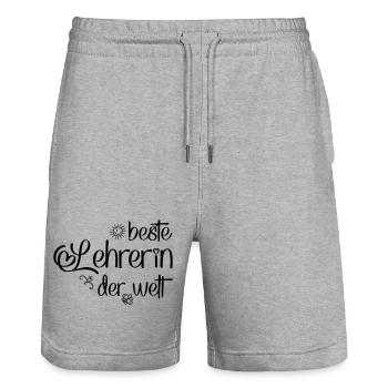 Beste Lehrerin der Welt - Stanley/Stella Unisex Bio Joggingshorts Trainer  - Grau meliert - Vorne - Nik (191cm) & Marisol (170cm)