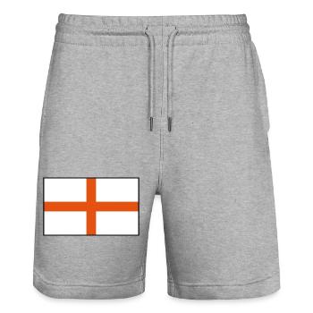 England Flagge 2 - Stanley/Stella Unisex Bio Joggingshorts Trainer  - Grau meliert - Vorne - Nik (191cm) & Marisol (170cm)