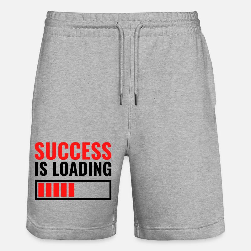 Success is loading custom gift - Stanley/Stella Trainer Unisex Organic Jogging Shorts - heather grey