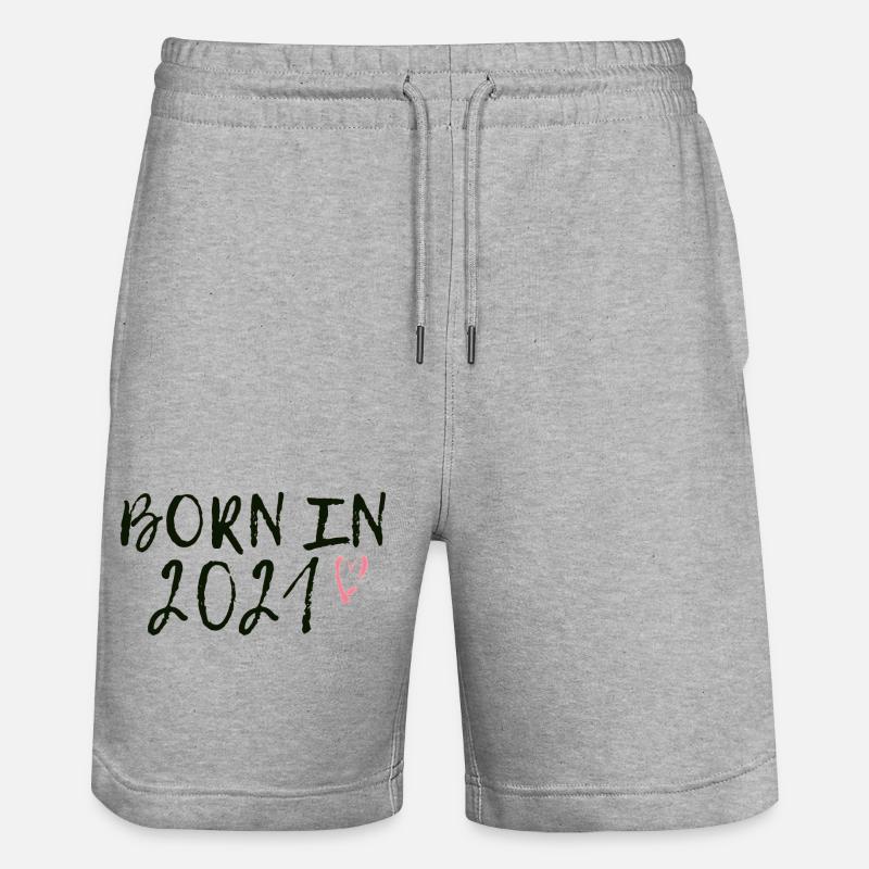 Né en 2021 cœur rose - Short de jogging bio TRAINER Stanley/Stella unisexe - gris chiné