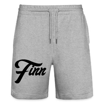 Name Finn geometrisches Muster auf Textilien - Stanley/Stella Unisex Bio Joggingshorts Trainer  - Grau meliert - Vorne - Nik (191cm) & Marisol (170cm)