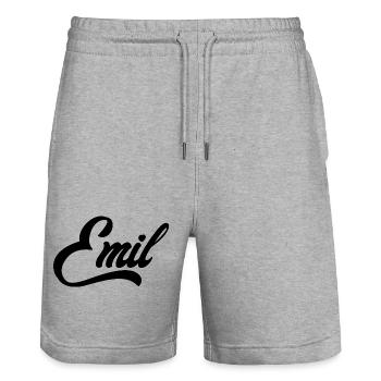 Emil Name Black - Stanley/Stella Trainer Unisex Organic Jogging Shorts - heather grey - Front - Nik (191cm) & Marisol (170cm)