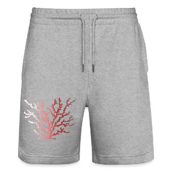 coralfantasy Coral - Short de jogging bio TRAINER Stanley/Stella unisexe - gris chiné - Devant - Nik (191cm) & Marisol (170cm)