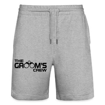 The Grooms Crew Cuffs Bachelor Party Gift - Stanley/Stella Trainer Unisex Organic Jogging Shorts - heather grey - Front - Nik (191cm) & Marisol (170cm)