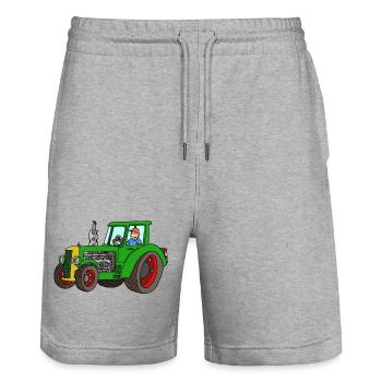 Treckerfahren - Stanley/Stella Unisex Bio Joggingshorts Trainer  - Grau meliert - Vorne - Nik (191cm) & Marisol (170cm)