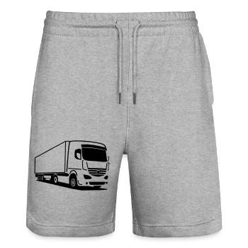 Camion camion – bord net sur la route - Short de jogging bio TRAINER Stanley/Stella unisexe - gris chiné - Devant - Nik (191cm) & Marisol (170cm)