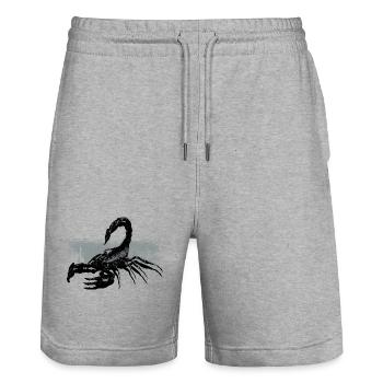Scorpio Black White Contrast Design - Stanley/Stella Trainer Unisex Organic Jogging Shorts - heather grey - Front - Nik (191cm) & Marisol (170cm)